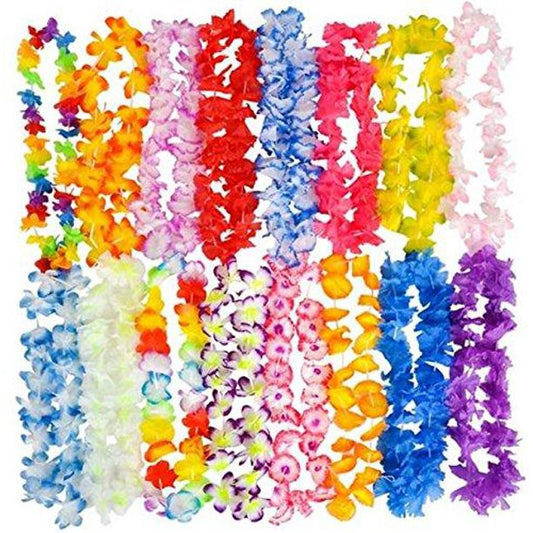 Tropical Hawaiian Leis Colorful Assortment - 50 pk Luau Party Lei Aloha Event decorations