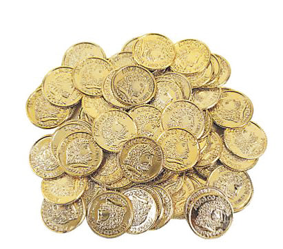 Plastic Gold Coins - Fake Money Party Favors