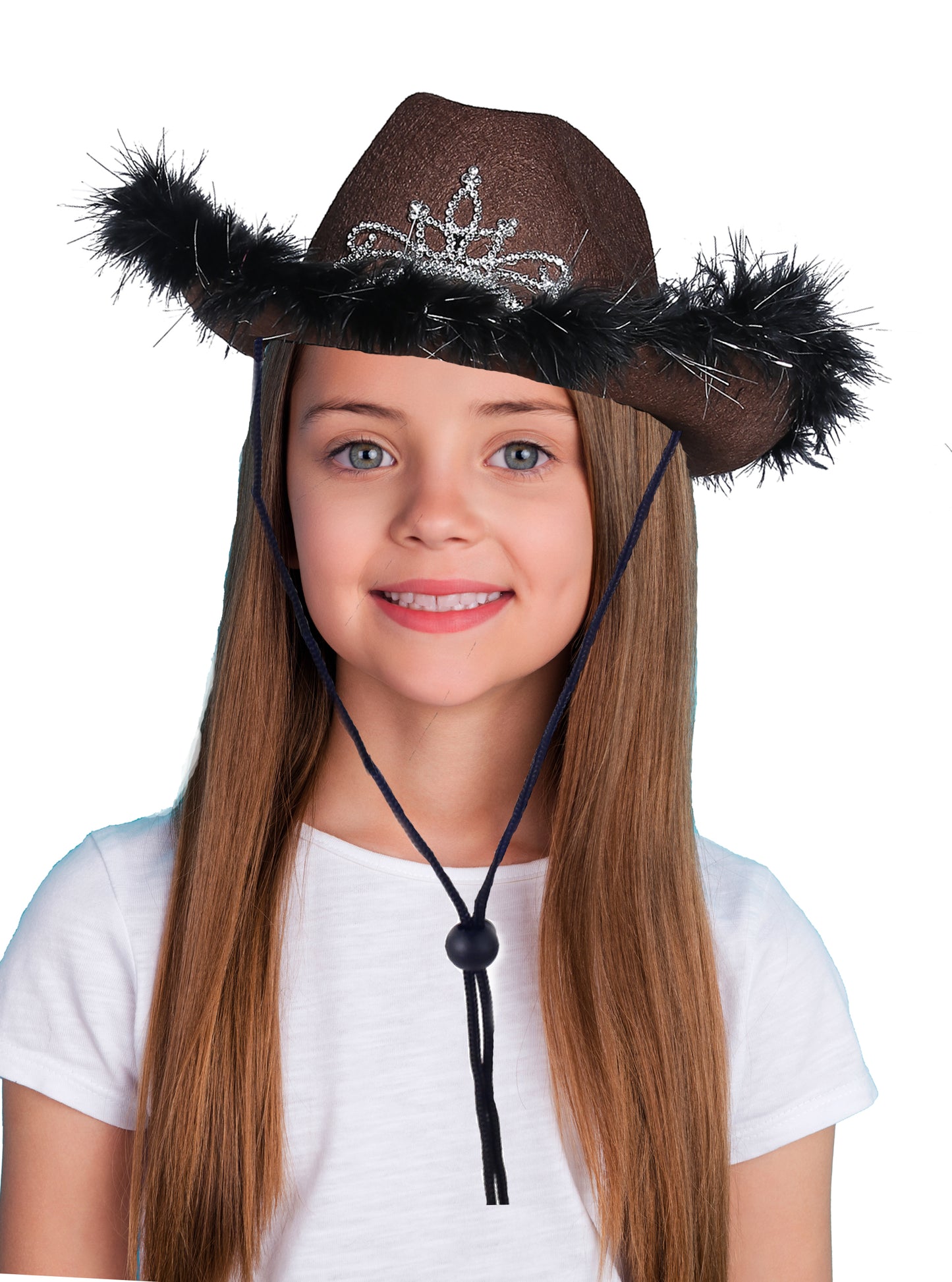 Playo Beige Light Up Cowboy Hat with Blinking Tiara - Rodeo Cowgirl Dress Up Hat with Feather Boa Trim, Women's, Size: One Size