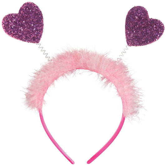 Valentine Pink Plastic Heart Headbopper - Party Hair Accessory